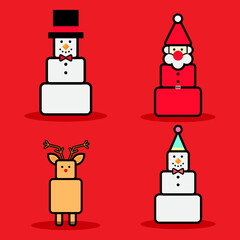 christmas mascot santa, snowman and reindeer