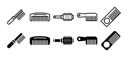 comb icon set. vector illustration with line and solid style