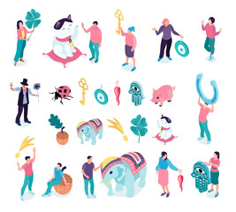 Fototapeta premium Luck Symbols Icon Set