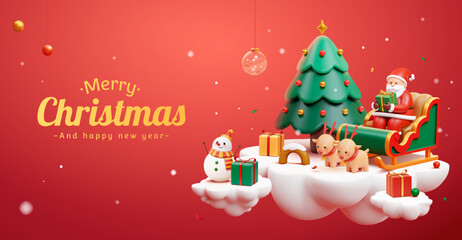 3d red Christmas banner © Rolling Stones