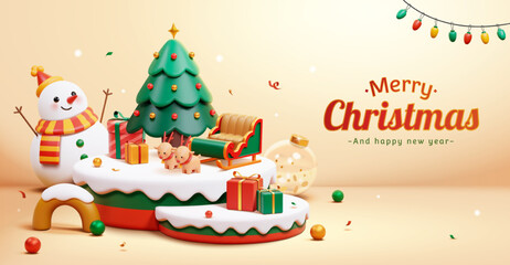3d Christmas and new year banner