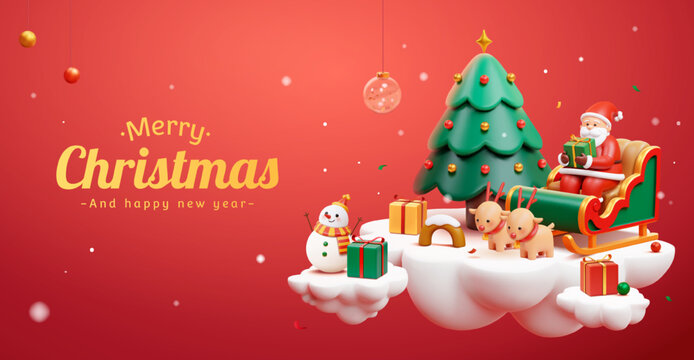 3d red Christmas banner