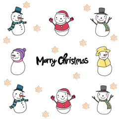 Snowman Merry Christmas cartoon vector illustration