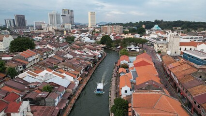 Malacca, Malaysia - October 16, 2022: The Historical Landmark Buildings and Tourist Attractions of Malacca