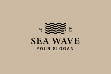 Marine Logo Design. Abstract Wave Vector Illustration. Vintage Logo Design Vector Line Icon Template