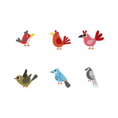 Set of different flying birds icons. for vector illustration