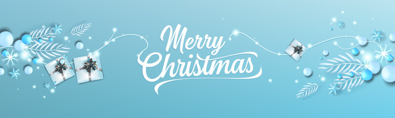 Naklejka na ściany i meble merry christmas hand lettering inscription to winter holiday design