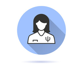 Psychotherapist icon with long shadow for graphic and web design.