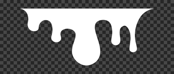 White melt drips, milk yogurt flowing drops. Vector graffiti paint drip blobs