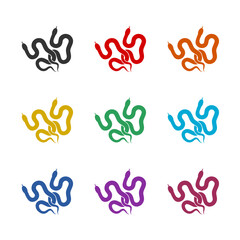 Obraz premium Snake icon isolated on white background. Set icons colorful