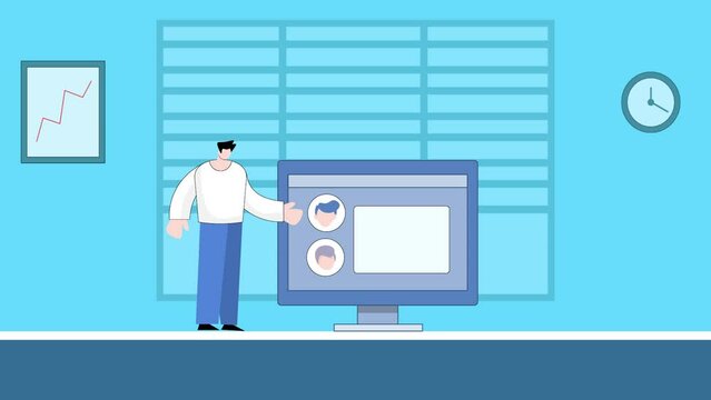 Businessman managing workflow with business management software, CRM system concept.