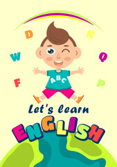 Book cover, banner for beginner level learning english with character