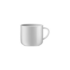 Coffee cups mock up. Ceramic 3D mug template. Vector blankn teacups set