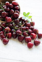 Fresh red cherries fruit in bowl