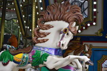 carousel ride, horse, zoomed in