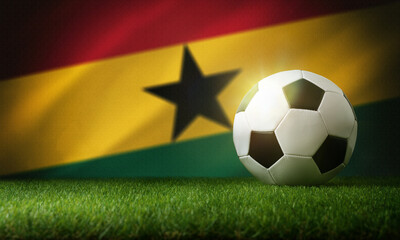 Fototapeta premium Ghana national team background with ball and flag