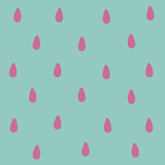 Pink raindrops on a green background, can use as a backdrop.