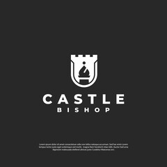 modern minimalist castle bishop emblem logo