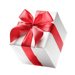 White gift box with red bow - 539930074