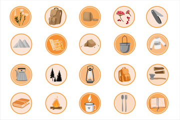 travel colored hand drawn icon set on the white backround