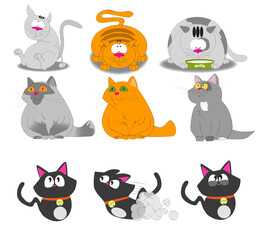 Comical cats for children on a white background