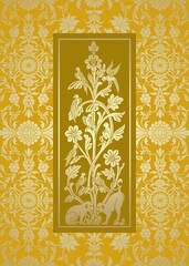 parrots, feathers ,wedding card design, royal India	