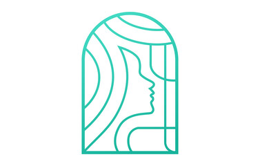 Beautiful Woman Line Art Logo Design