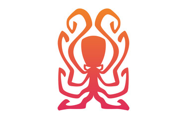 Octopus Symmetrical Logo Design Template