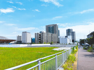 Obraz na płótnie Canvas Water front view of Toyosu and Ariake, Tokyo, Japan