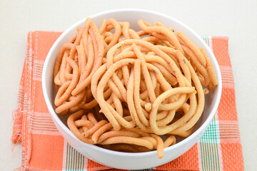 Murukku Indian snack dish served in a bowl