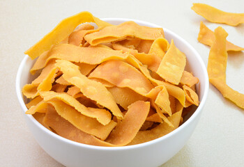 Ribbon Pakoda indian snack dish served in a bowl