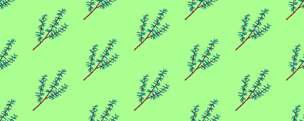 green herb with sharp and tiny leaves as seamless pattern wallpaper on green pastel background header