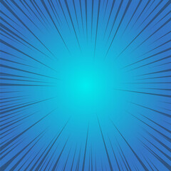 Obraz premium Blue sunburst background for design, Flash explosion radial lines background illustration.