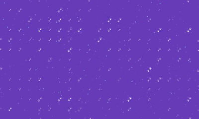 Seamless background pattern of evenly spaced white frog tracks symbols of different sizes and opacity. Vector illustration on deep purple background with stars
