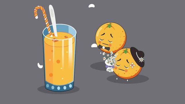 Two Chinese oranges mourning for the dead