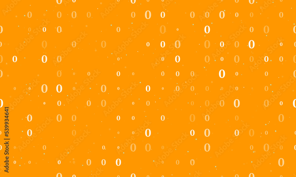 Poster seamless background pattern of evenly spaced white number zero symbols of different sizes and opacit