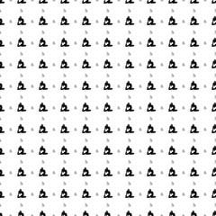 Square seamless background pattern from black yoga stretching pose symbols are different sizes and opacity. The pattern is evenly filled. Vector illustration on white background