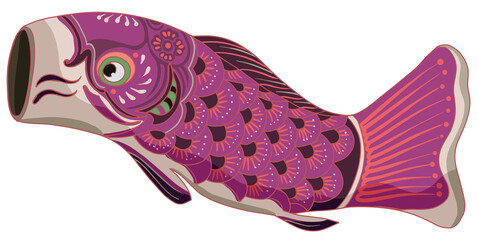 illustration Japanese culture koi flags art.