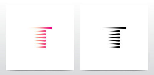 Horizontal Teardrop Shapes Letter Logo Design T