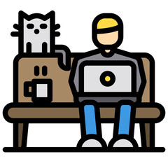 work from home filled outline icon