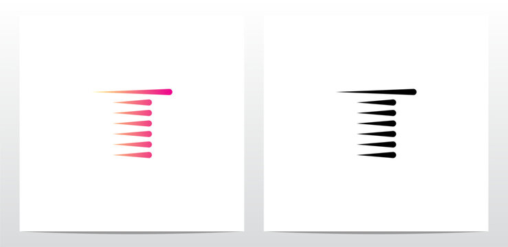 Horizontal Teardrop Shapes Letter Logo Design T
