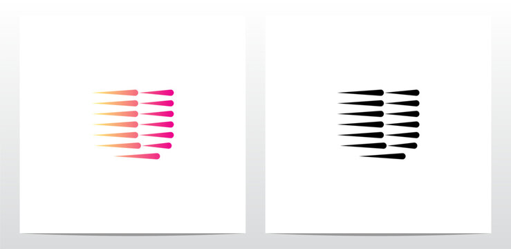 Horizontal Teardrop Shapes Letter Logo Design U