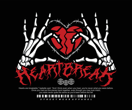 heartbreak vintage graphic design for creative clothing, for streetwear and urban style t-shirts design, hoodies, etc.