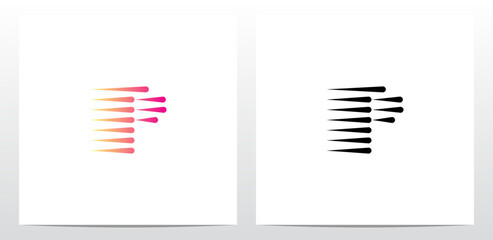 Horizontal Teardrop Shapes Letter Logo Design P - obrazy, fototapety, plakaty