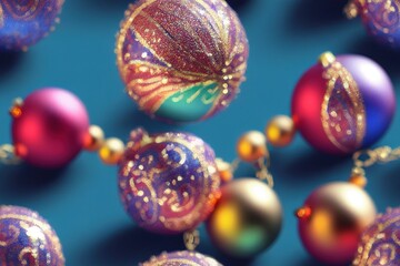 Christmas Lights and Ornaments Seamless Holiday Texture Pattern Tiled Repeatable Tessellation Background Image