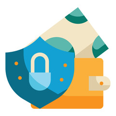 Fototapeta premium money wallet protection cyber security flat icon