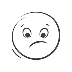 Sad emoticon icon isolated on white background. Vector illustration.