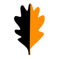 Oak leaf vector. Graphics of orange and black color oak leaves on a white background. Great for web logos and foliage posters.