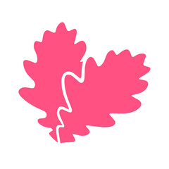 Graphics of pink oak leaf. Oak leaf markings on a white background. Flat style. Great for logos and web posters. vector