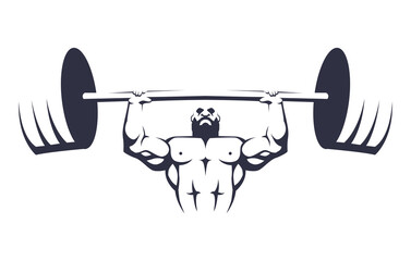 Strong Man Lifting Weights, Fitness Center Logo Design Template